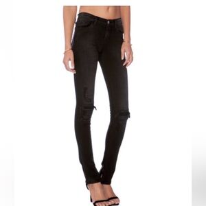 J brand rail break up black distressed skinny jeans split hem